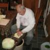 Dad making sauerkraut